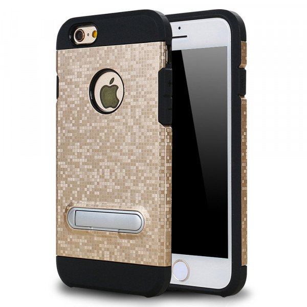 Wholesale iPhone 7 Pixel Armor Hybrid Kickstand Case (Champagne Gold)